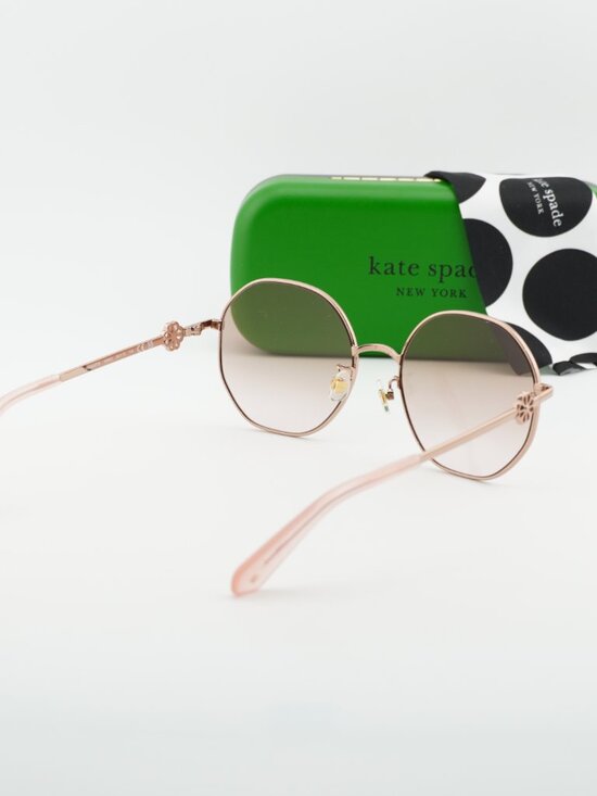Kate Spade VENUS/F/S 0000 M2 Women Sunglasses Gold Round Frame, Brown Lenses main image 8